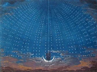 Yön kuningattaren palatsi, lavastus Wolfgang Amadeus Mozartin (1756-91) "Taikahuilulle" Berliinissä 1816